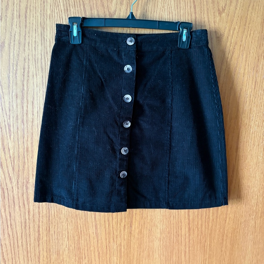J. Crew Black Corduroy A-Line Skirt